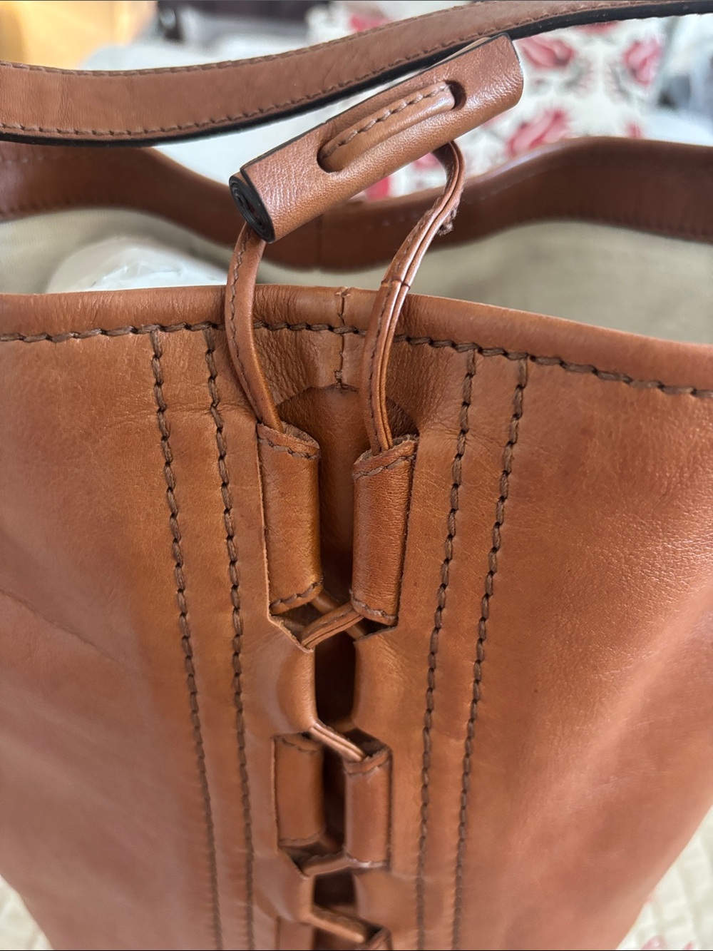 Authentic Vintage Salvatore Ferragamo Cognac Brown Leather Hobo/Bucket Bag - Picture 8 of 16